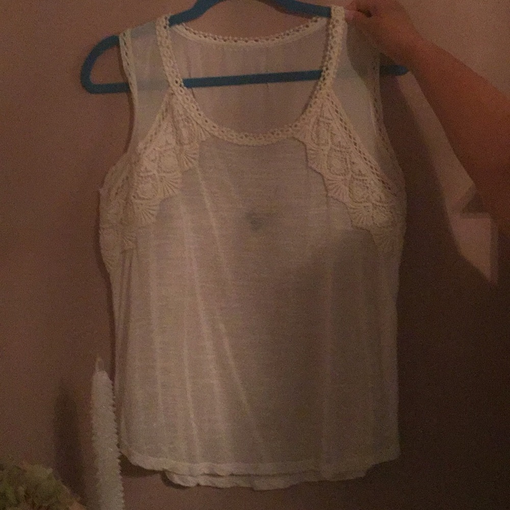 Cream lacy tank from Ann Taylor